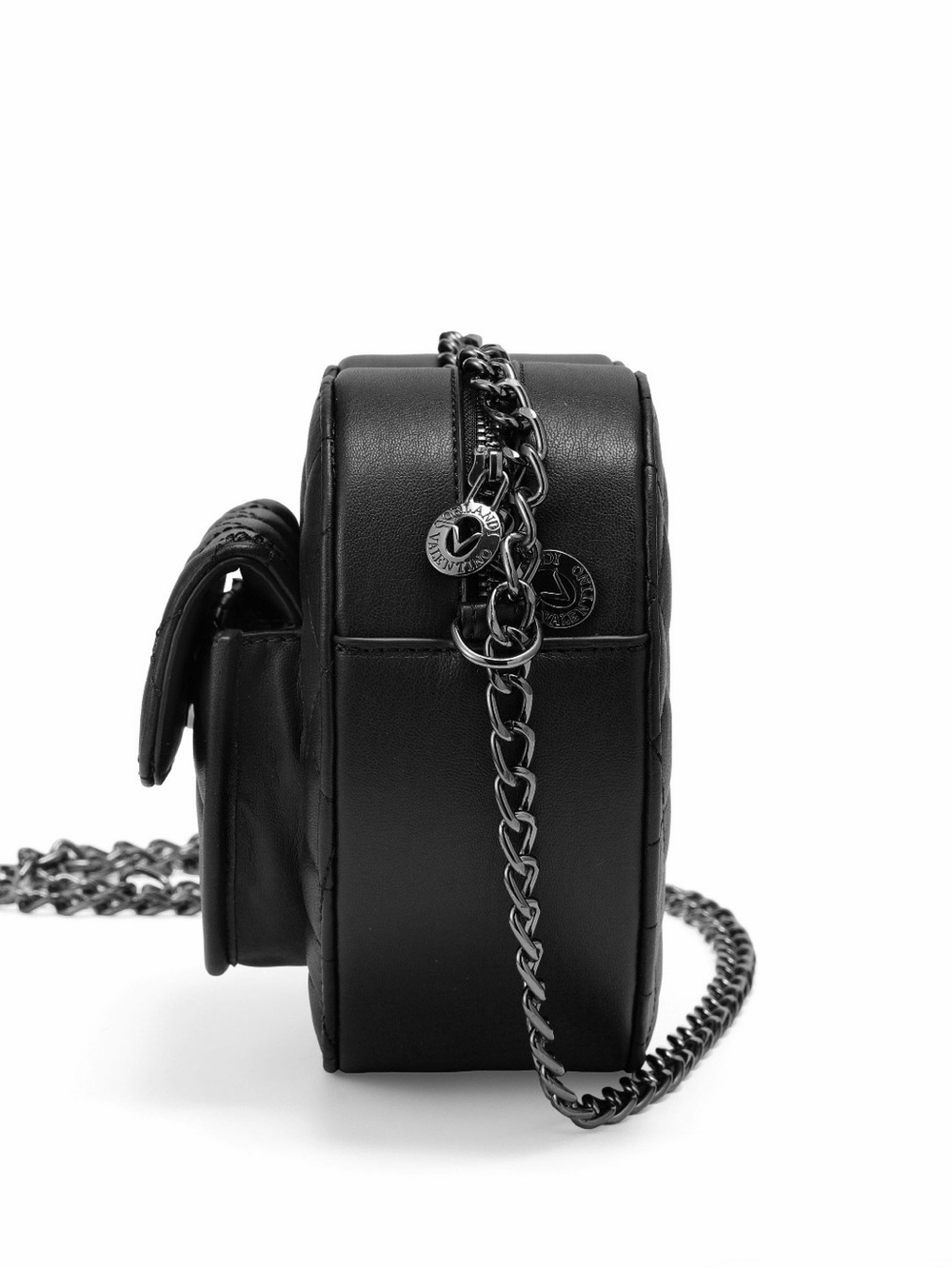 Valentino Orlandi Heart Shaped Black Quilted Bag with Gunmetal Chain